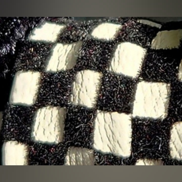 LELE SADOUGHI B & W Checked Velvet Rabbit Ears Hair Ponytail BLACK Scrunchie NEW - Picture 4 of 9